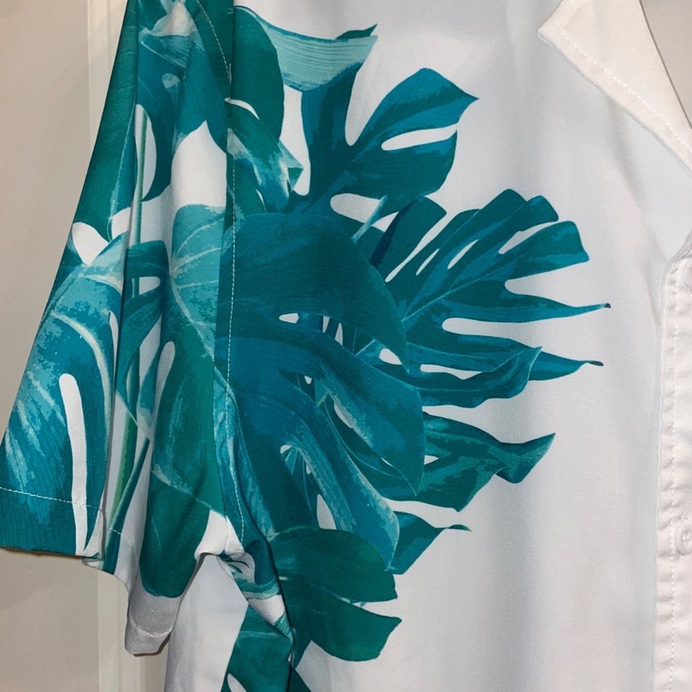 Palm Leaf Print Button Down Shirt - image 3